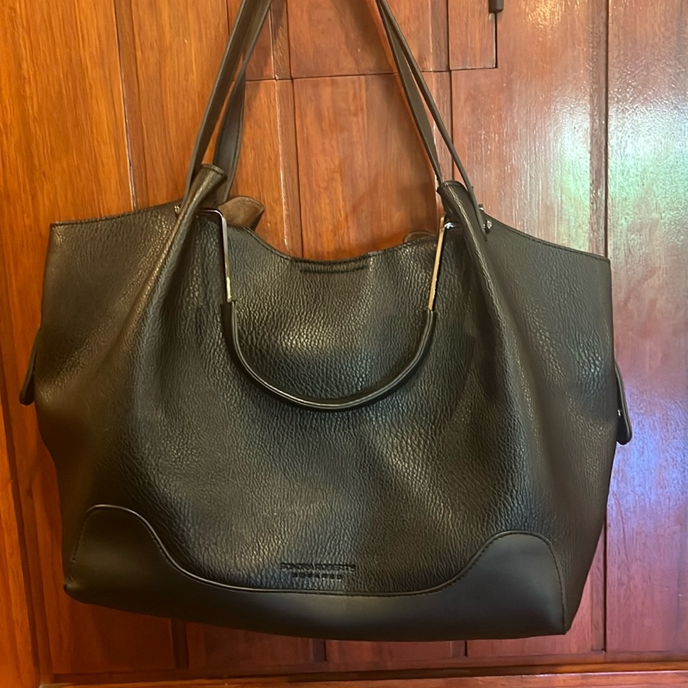Black vegan leather purse